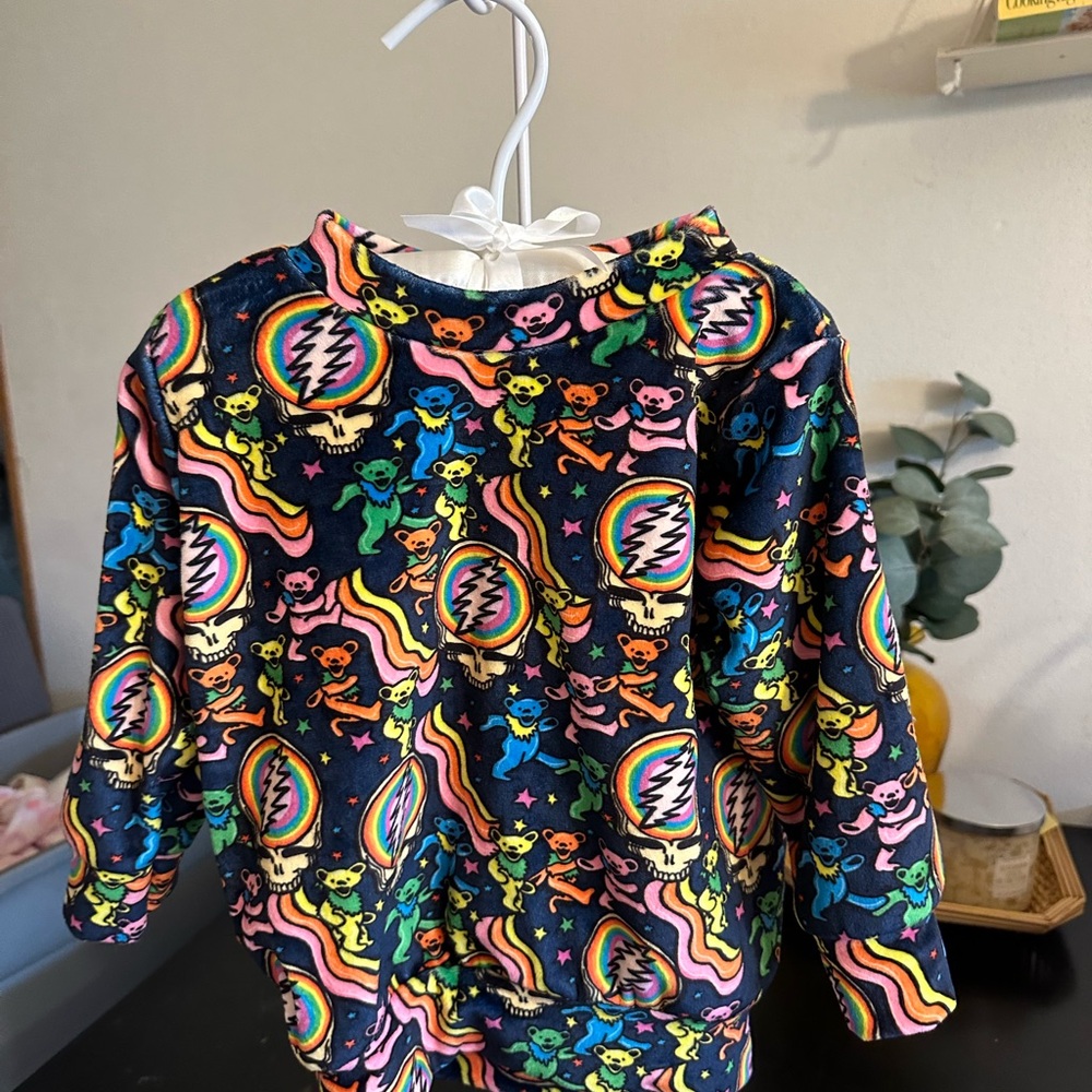 Kids' Colorful Grateful Dead Bear Hoodie - Rainbow Print